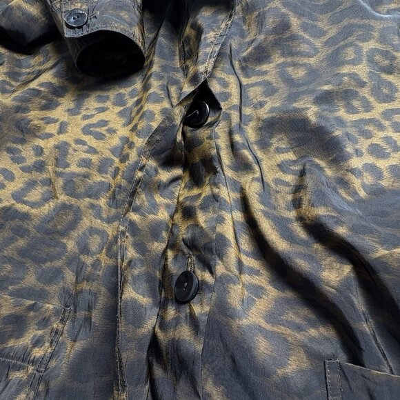 MYCRA PAC Women Raincoat SZ L Brown Leopard Print Trench Swing 60s Retro 63-2 - Picture 12 of 14